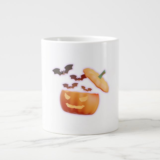 Pumpkin & Fladdermus Vibes - Spooky Halloween Stil Jumbo Mugg (Framsidan)