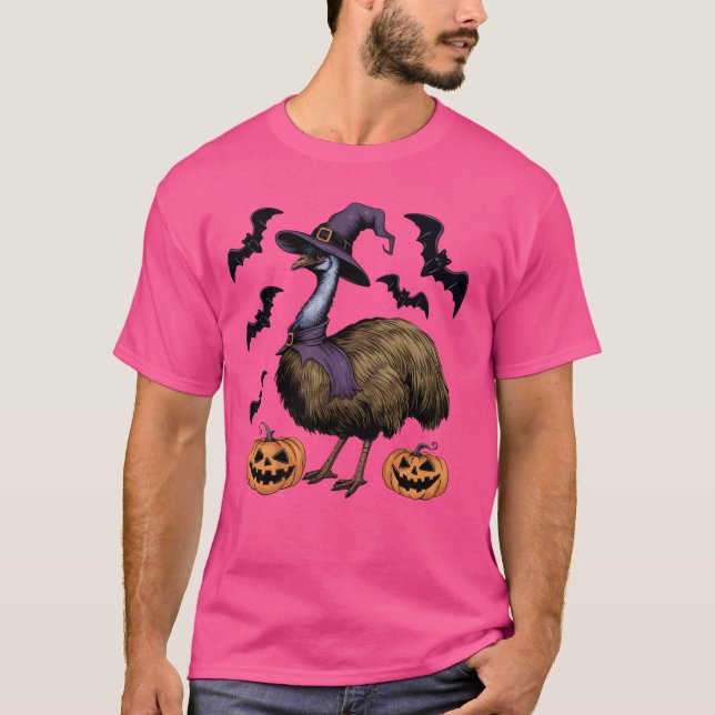 Pumpkin Fladdermus Witch Costume Emu Bird Hallowee T Shirt (Framsida)