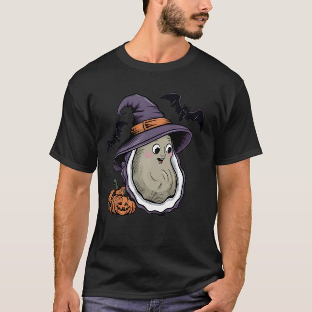 Pumpkin Fladdermus Witch Costume Oyster Halloween T Shirt (Framsida)