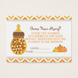 Pumpkin Flaska Baby Shower Guessing Game Visitkort