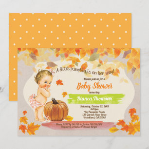 Pumpkin flicka dusch vintage fall av rustik inbjudningar