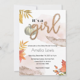 Pumpkin flicka duscha guld fall inbjudningar