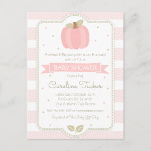 Pumpkin Flicka Rosa Baby Shower-inbjudan Vykort