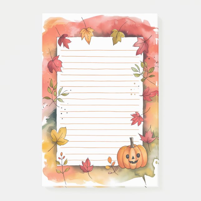 Pumpkin Flin & Leafy Stollig Post-it Block (Framsida)