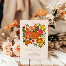 Pumpkin Floral Birthday Brunch Invitation Fall