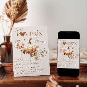 Pumpkin & Flower Boho Fall Baby Shower Inbjudningar