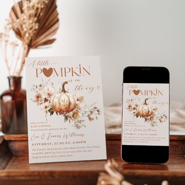 Pumpkin & Flower Boho Fall Baby Shower Inbjudningar (Skapare uppladdad)