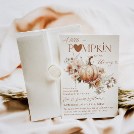 Pumpkin & Flower Boho Fall Baby Shower Inbjudningar