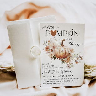 Pumpkin & Flower Boho Fall Baby Shower Inbjudningar