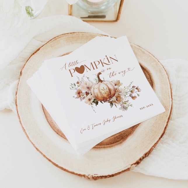 Pumpkin & Flower Boho Fall Baby Shower Pappersservett (Skapare uppladdad)