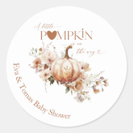 Pumpkin & Flower Boho Fall Baby Shower Runt Klistermärke
