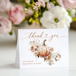 Pumpkin & Flower Boho Fall Baby Shower Tack Kort