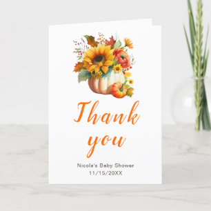 Pumpkin Flower Bouquet Baby Shower Tack Kort