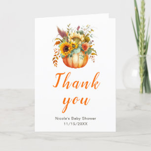 Pumpkin Flower Bouquet Baby Shower Tack Kort