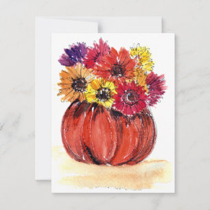 Pumpkin Flowers Note Card blank inuti w Kuvert Anteckningskort