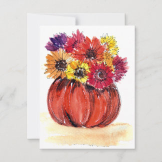 Pumpkin Flowers Note Card blank inuti w Kuvert Anteckningskort