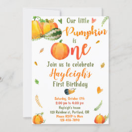 Pumpkin-födelsedagsinbjudan Fall-inbjudan Inbjudningar
