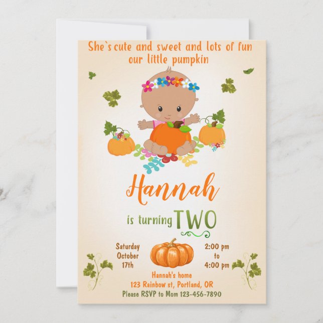 Pumpkin-födelsedagsinbjudan Höstinbjudan Inbjudningar (Framsida)