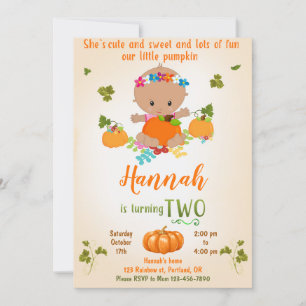 Pumpkin-födelsedagsinbjudan Höstinbjudan Inbjudningar