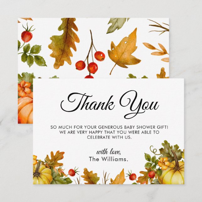 Pumpkin Foliage Autumn Shower Tack Kort (Fram/baksida)