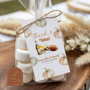 Pumpkin Football Kick off lite Shower-favorittagg Presentetikett