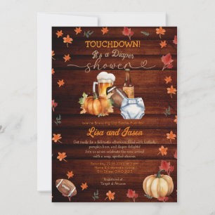 Pumpkin Football Pumpkin Beer Fall Diaper Shower Inbjudningar