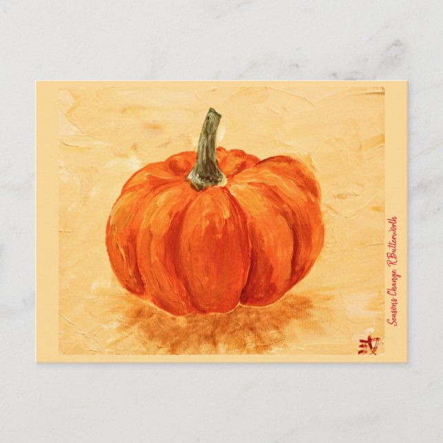 Pumpkin for Autumn, original art print Postcard Vykort (Framsida)