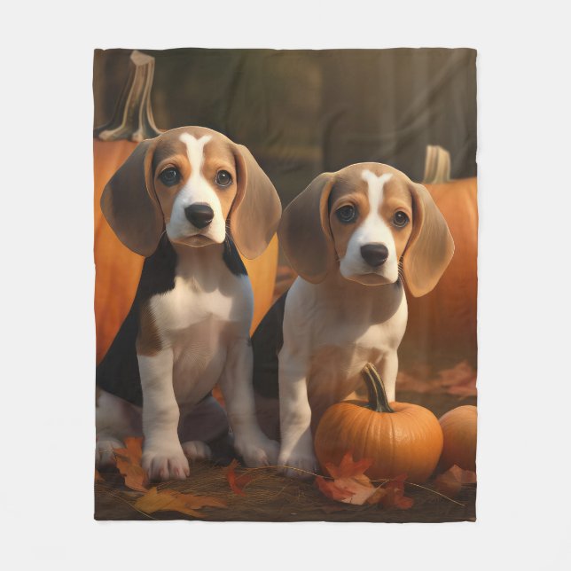 Pumpkin för beagle Puppy Autumn Delight Fleecefilt (Framsidan)