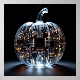 Pumpkin för Black Guld Circuit Board Glass Pumpkin Poster