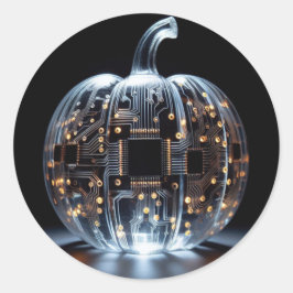 Pumpkin för Black Guld Circuit Board Glass Pumpkin Runt Klistermärke
