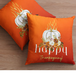 Pumpkin för Blommigt för hösten orange Kudde