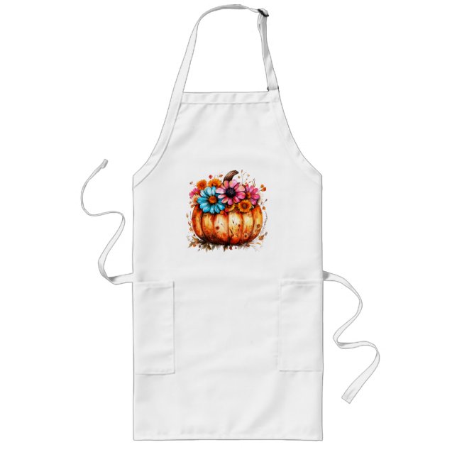 Pumpkin för Blommigt för vattenfärg Långt Förkläde (Framsidan)