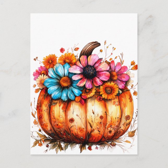 Pumpkin för Blommigt för vattenfärg Vykort (Framsida)