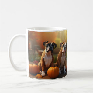 Pumpkin för Boxer Puppy Autumn Delight Pumpkin Kaffemugg