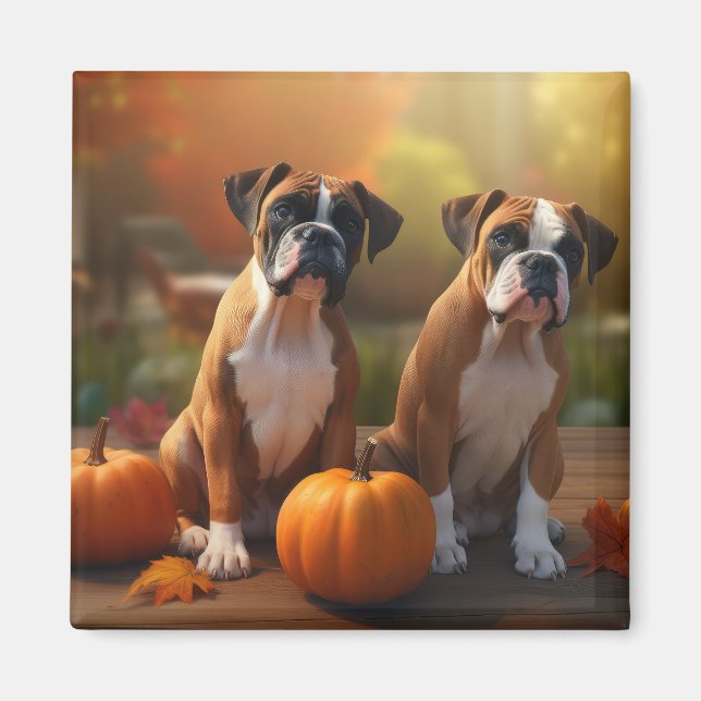 Pumpkin för Boxer Puppy Autumn Delight Pumpkin Magnet (Framsidan)