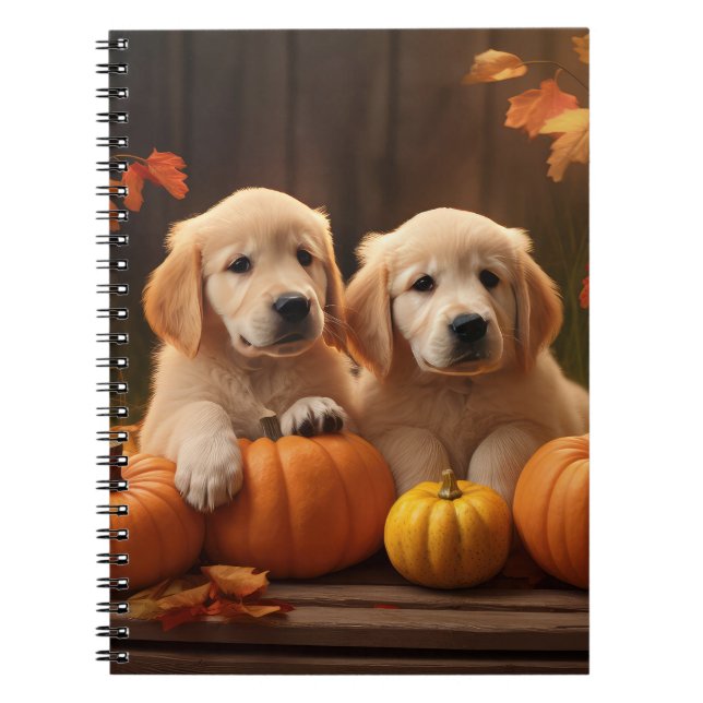 Pumpkin för den gyllene återgivningsdockan hösthös anteckningsbok (Framsidan)