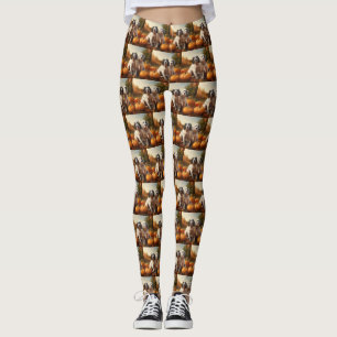 Pumpkin för engelska Setter Puppy Autumn Delight Leggings