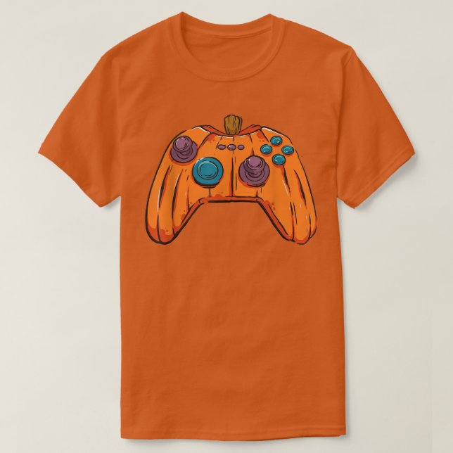 Pumpkin för Gamer Halloween Jack o lantern-styrenh T Shirt (Design framsida)