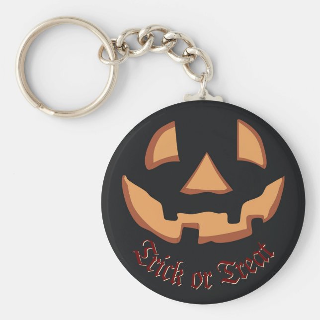 Pumpkin för Halloween i Black Keychain Nyckelring (Framsidan)