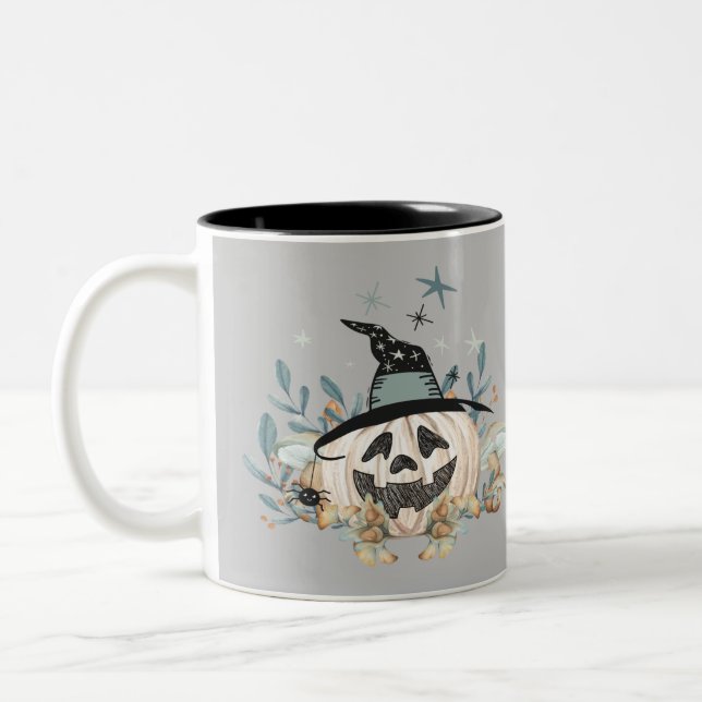 Pumpkin för hösten Sage Cute Witch Två-Tonad Mugg (Vänster)
