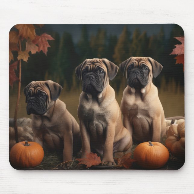 Pumpkin för kulmastiff-uppy-höstdesljus musmatta (Framsidan)
