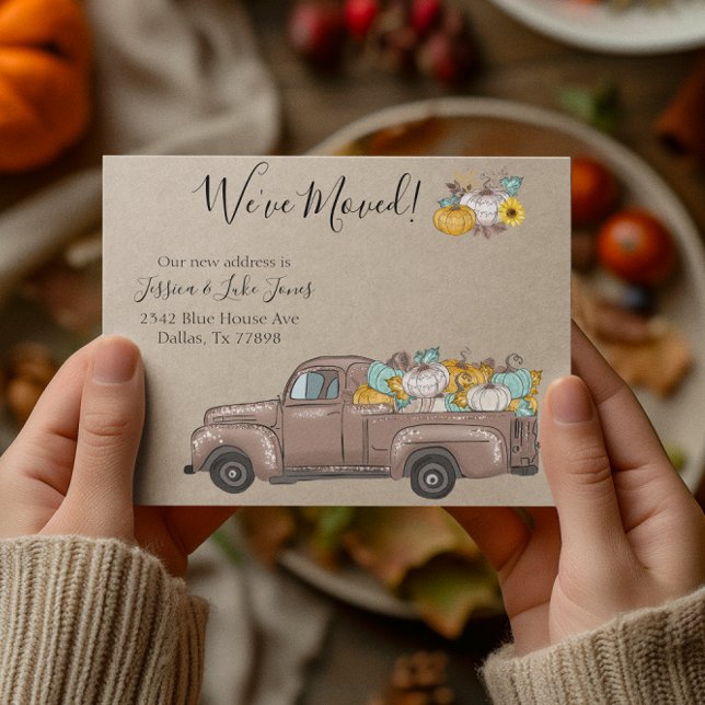 Pumpkin för ny adress Flytta Announement Autumn Meddelande Vykort (Skapare uppladdad)