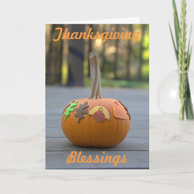 Pumpkin för Orangen thanksgiving Blessings Helgkort (Framsida)