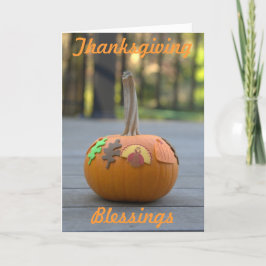 Pumpkin för Orangen thanksgiving Blessings Helgkort