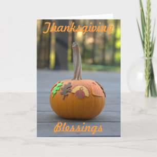 Pumpkin för Orangen thanksgiving Blessings Helgkort