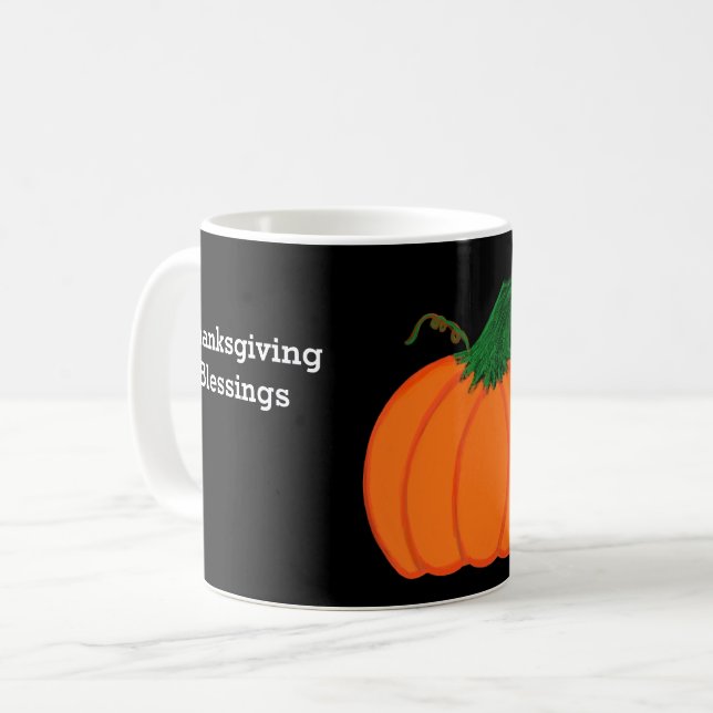 Pumpkin för Orangen thanksgiving Blessings Kaffemugg (Framsida vänster)