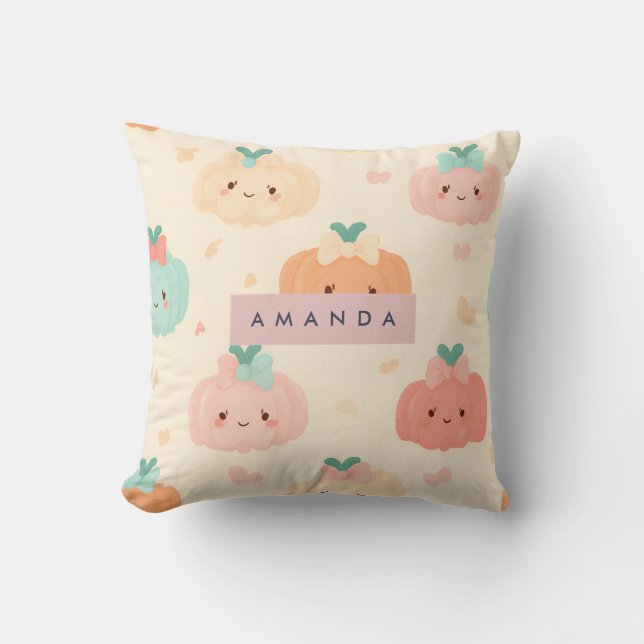 Pumpkin för personlig-fallskärm för höst-pastellut kudde (Framsida)