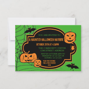Pumpkin för ramGrönt/Orange - 3 x 5 Halloween Inbj Inbjudningar