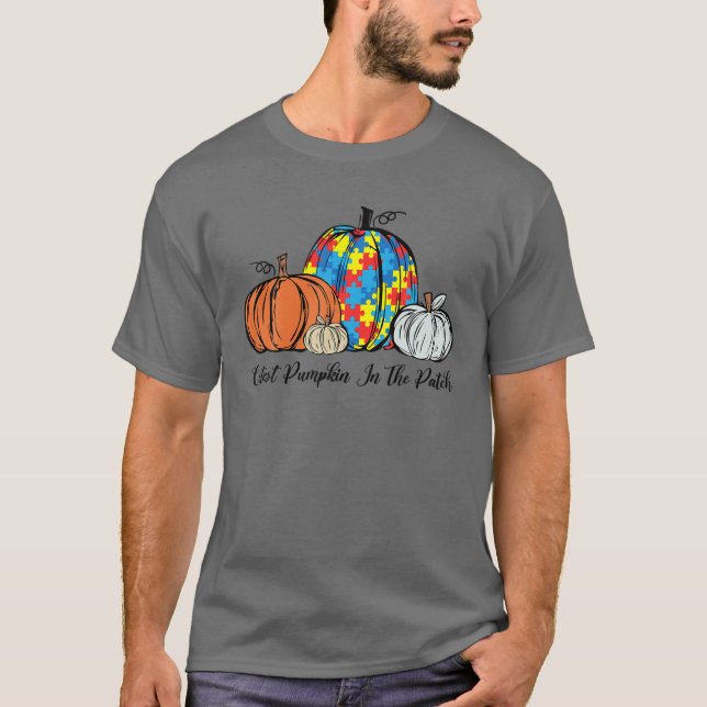 Pumpkin för reklamkampanjen för autism i lapptäcke t shirt (Framsida)