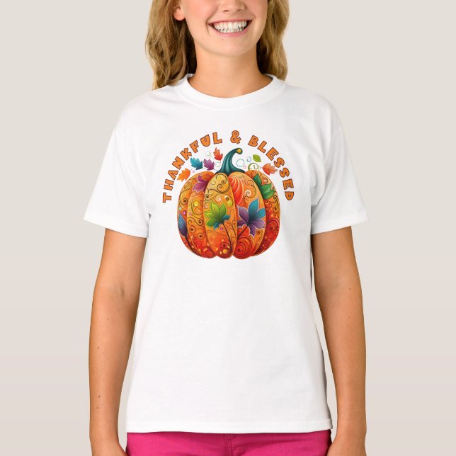 Pumpkin för Tack och välsignad höst T Shirt (Framsida)